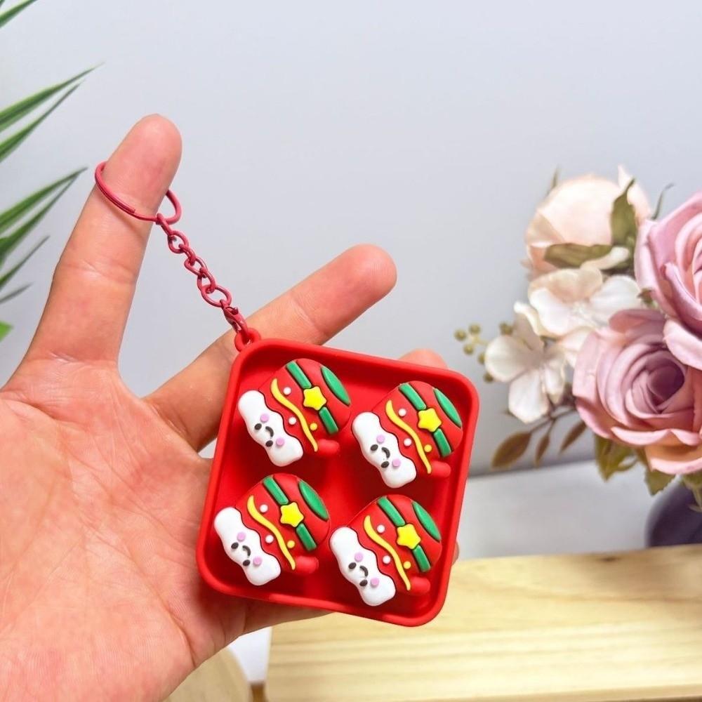 Christmas Pattern Mini Keyboard Pendant 4 Buttons Press Decompression Button Toy Bag Pendant