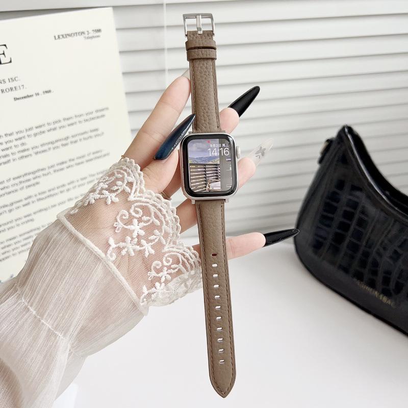 Совместимый кожаный ремешок для Apple Watch S10 - Узор личи, iWatch 9876, SE, Ultra