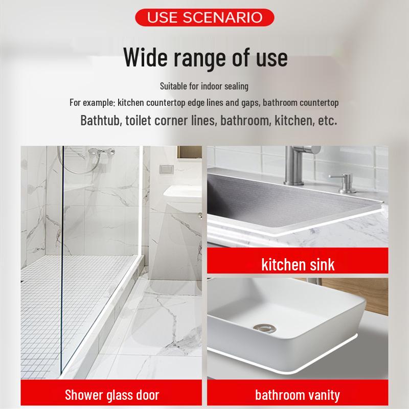 Waterproof Mildewproof Silicone Sealant for Kitchen & Bathroom Gaps
