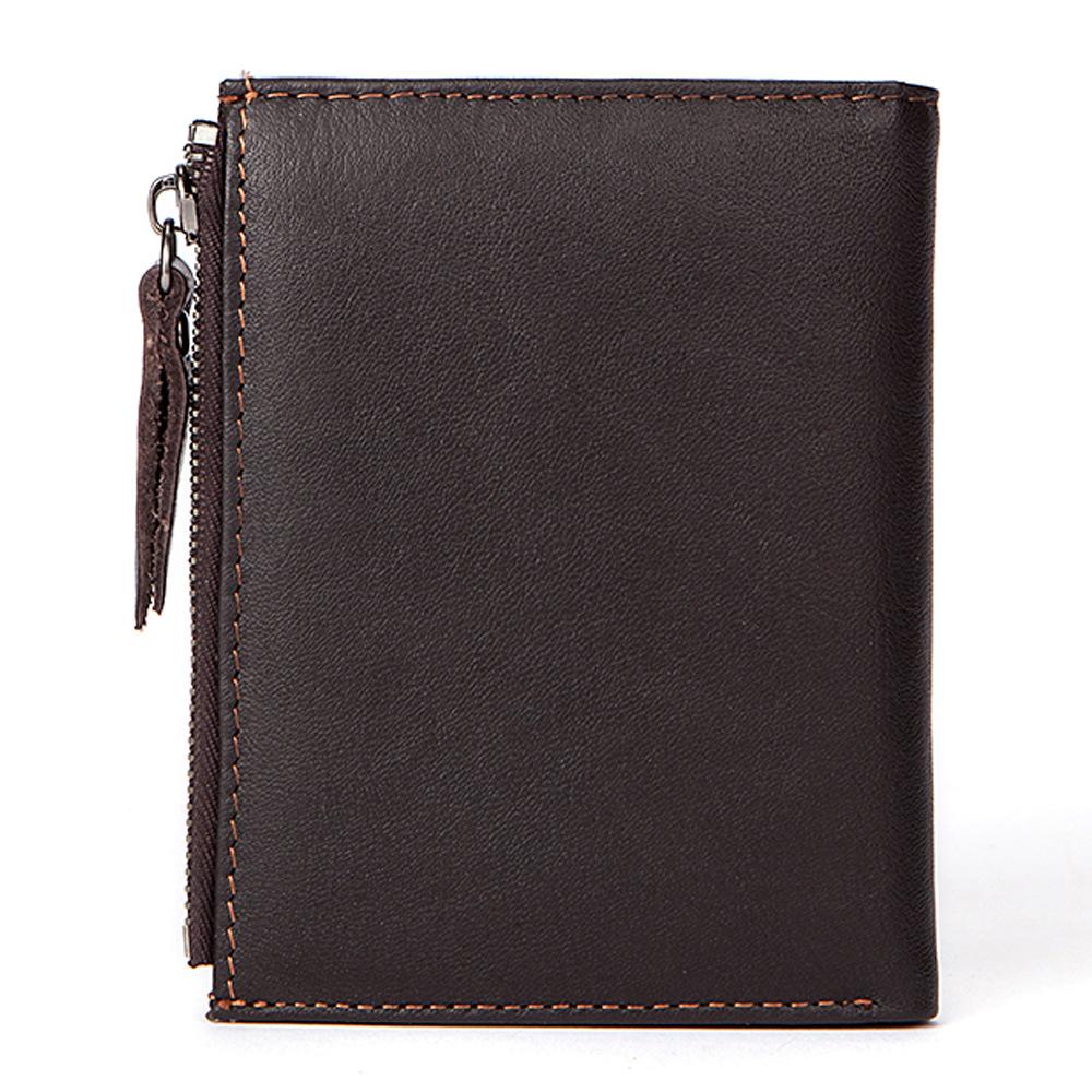 Men's Genuine Oil Waxed Leather Wallet Rfid Anti-theft Swipe Card Bag Multi-card Position Retro Personalized Zipper Wallet