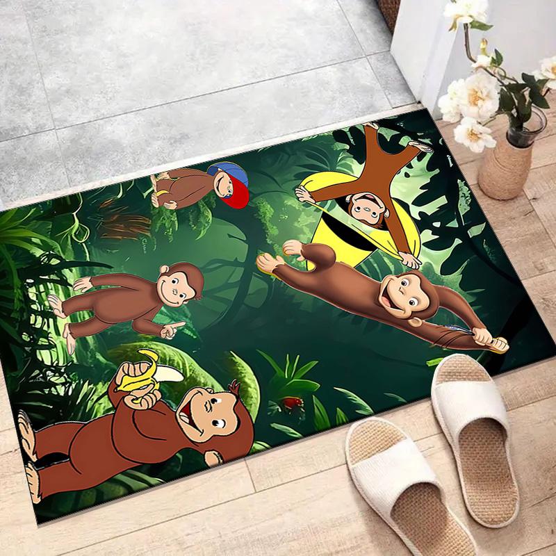 1pc Curious George Design Printed Area Rug Carpet for Bedroom Living Room Home Decor Rugs Mat Non Slip Mat Rug for Bedside