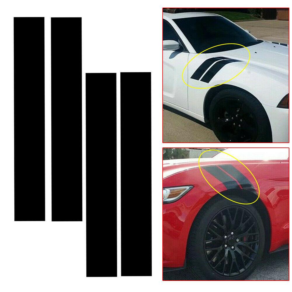 4x Car Hood Fender Decal Stickers Black Stripes Trim Universal Auto Accessories