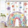 Flower Rainbow Shower Curtain 180x 180cm Colorful Multicolor Peony Wildflower Bohemian Plant Waterproof Shower Curtain