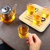 Портативный китайский чайный сервиз Gongfu, термостойкий чайник из боросиликатного стекла, поднос для чая, наборы чашек, чайник из четырех чашек, подарочный пакет