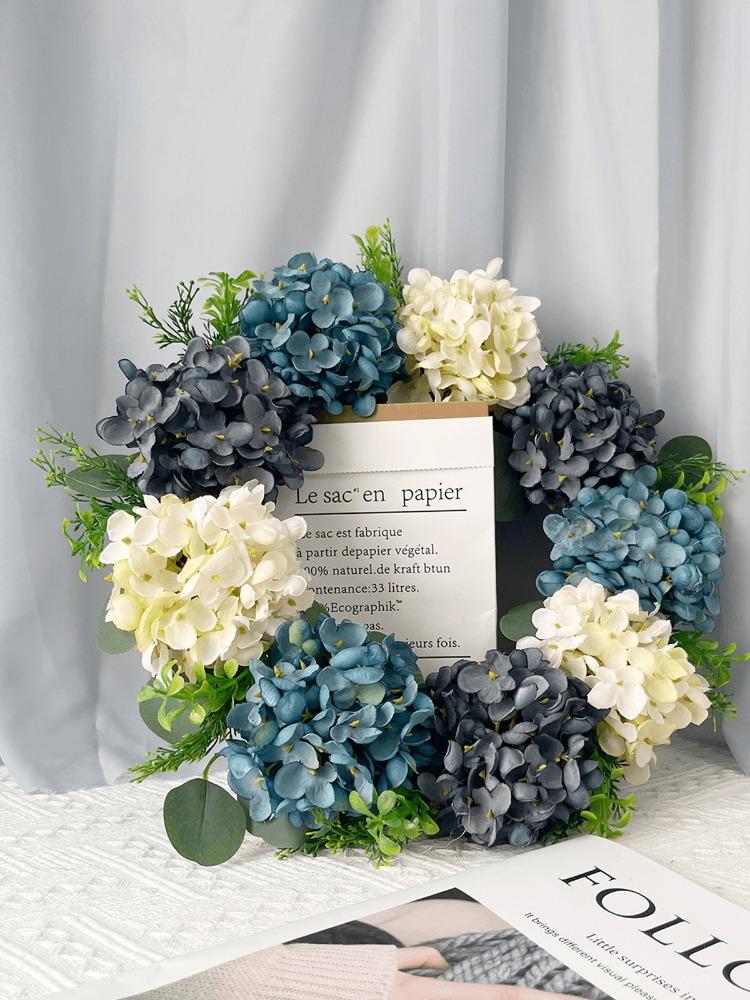 40 см синие венки из гортензий, искусственные цветы для лета, венок из гортензий для входной двери, фермерского дома, стены, окна, вечерние украшения
