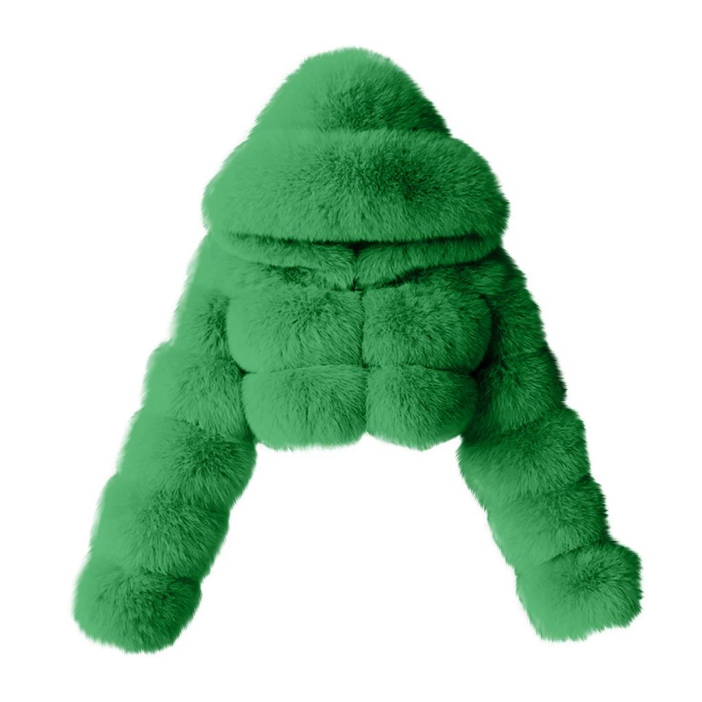 Женская модная куртка, однотонное плюшевое пальто с длинными рукавами и капюшоном