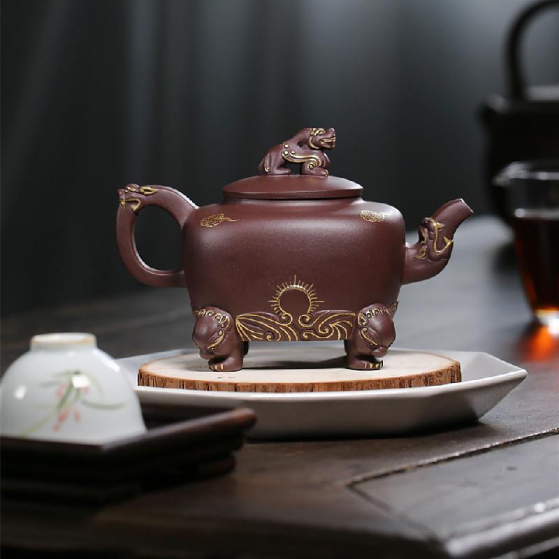 Handmade Filter Kettle 400ml Retro Chinese Yixing Purple Clay Teapot Raw Ore Tea Pot Household Tea Set Portable Travel Drinkware