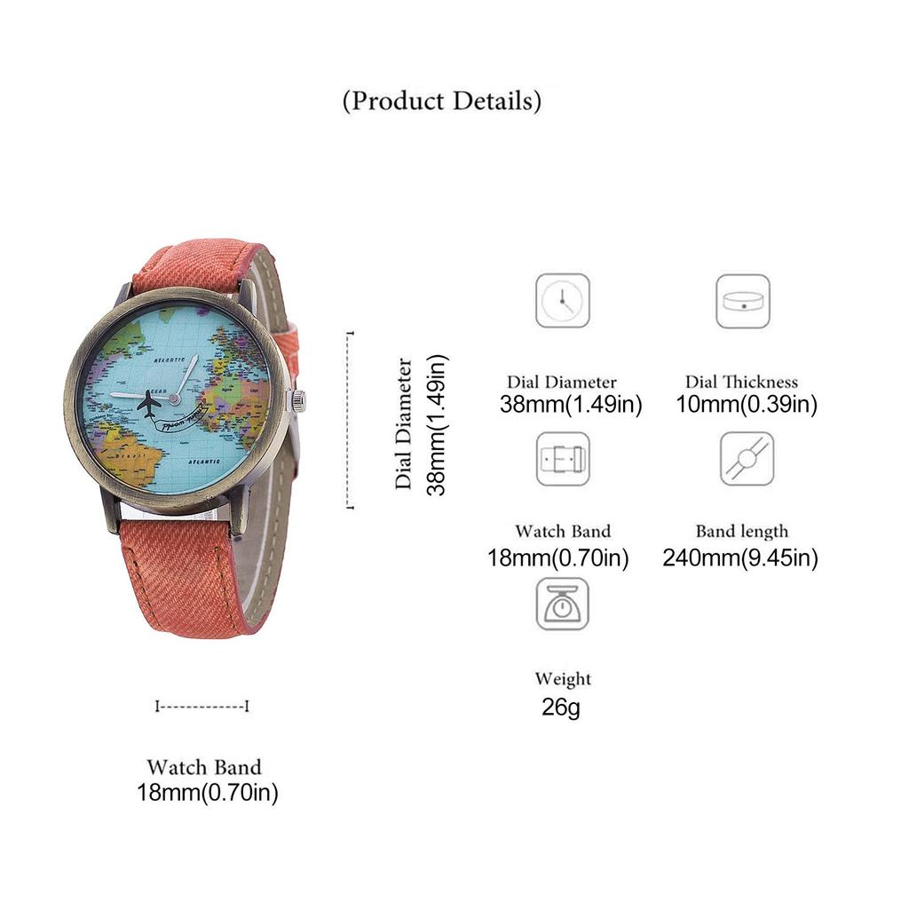 Модные Ретро Кварцевые Часы Самолет Подержанные Часы Карта Унисекс