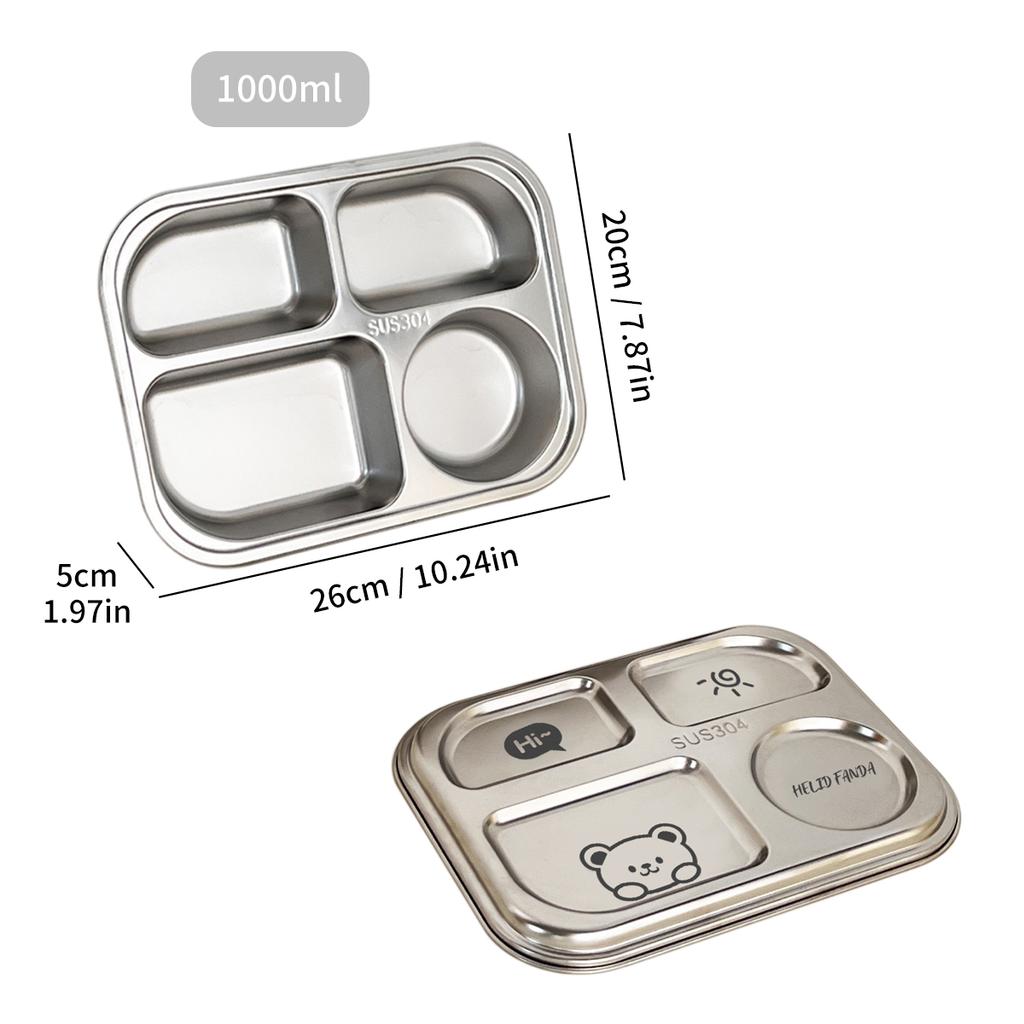 1/1,5 л Ланч-бокс из нержавеющей стали 304 с крышкой, отделения углублены, поднос для фаст-фуда, студенческая столовая, сетчатый бенто-бокс
