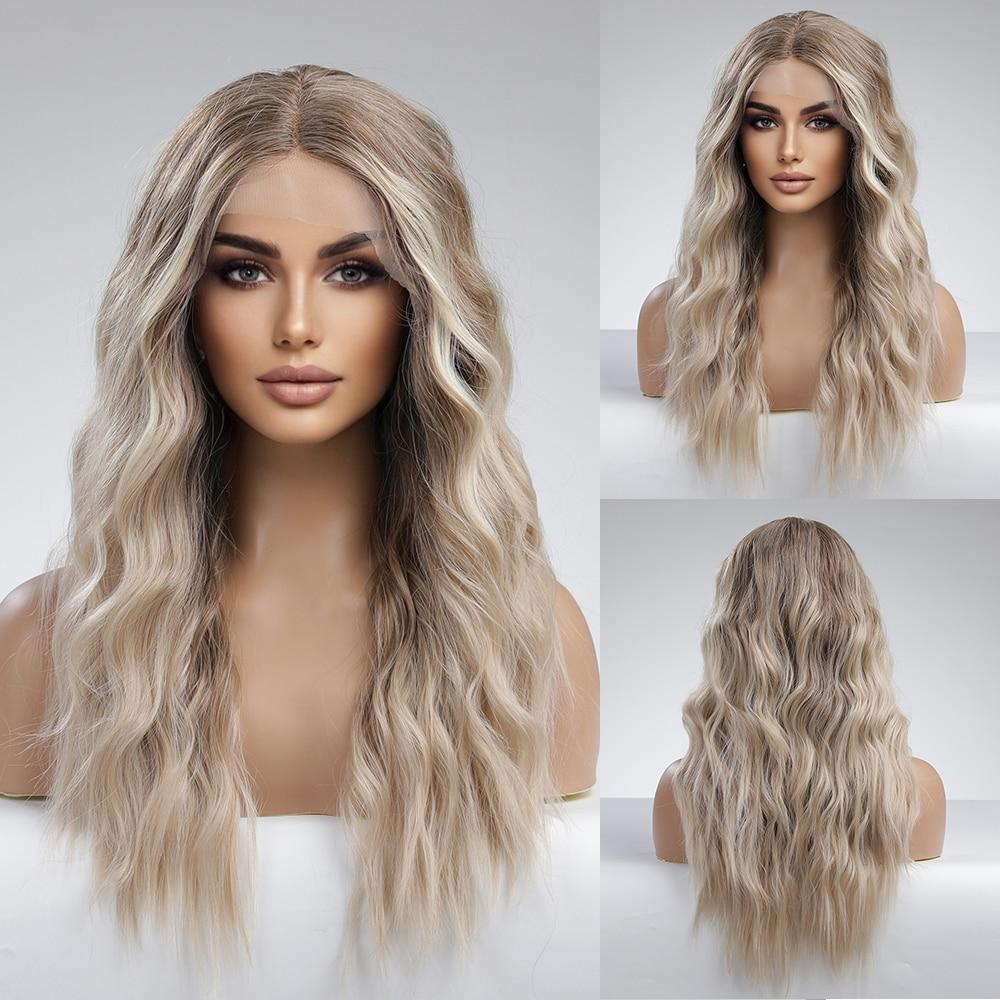 BLONDE UNICORN Темно-коричневые средние прямые волосы на шнуровке спереди, синтетические парики для черно-белых женщин, термостойкие для повседневных вечеринок