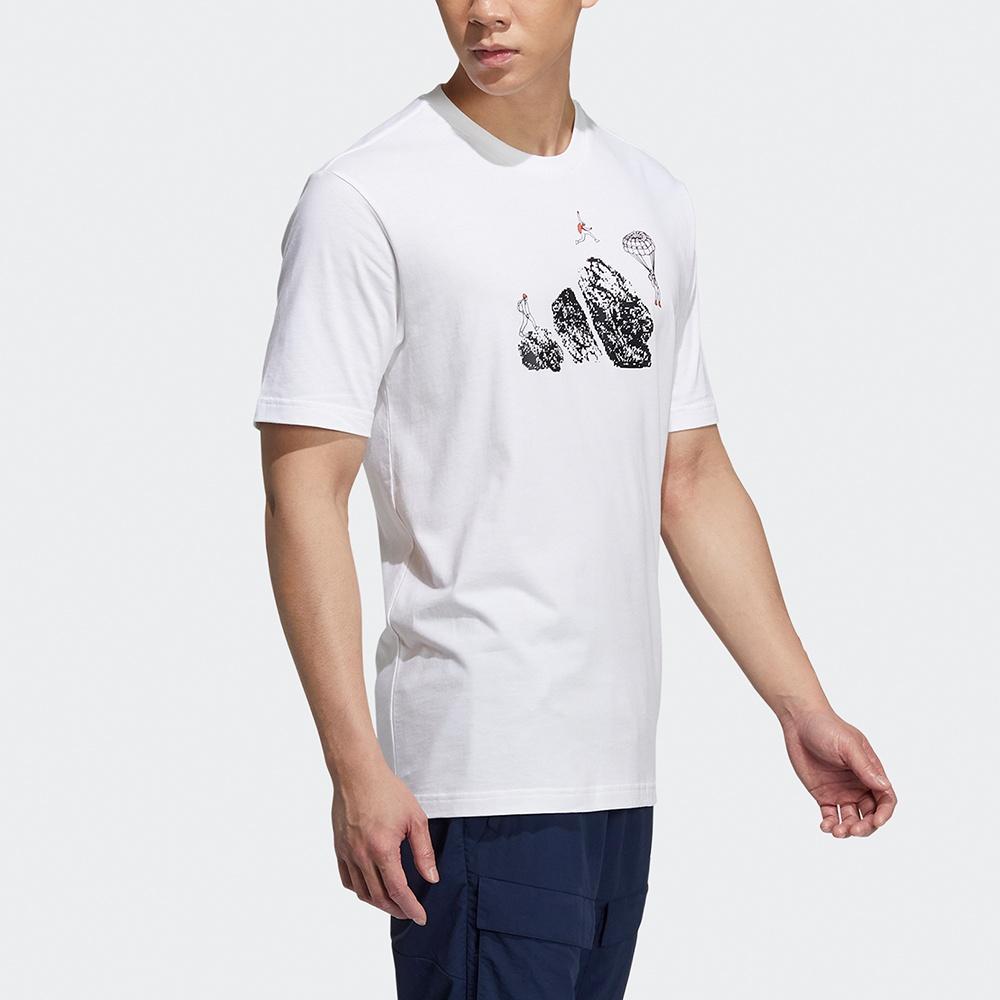 adidas Jump Gfx Ss T Мужская спортивная футболка с коротким рукавом, белый, с мультяшным принтом H20793