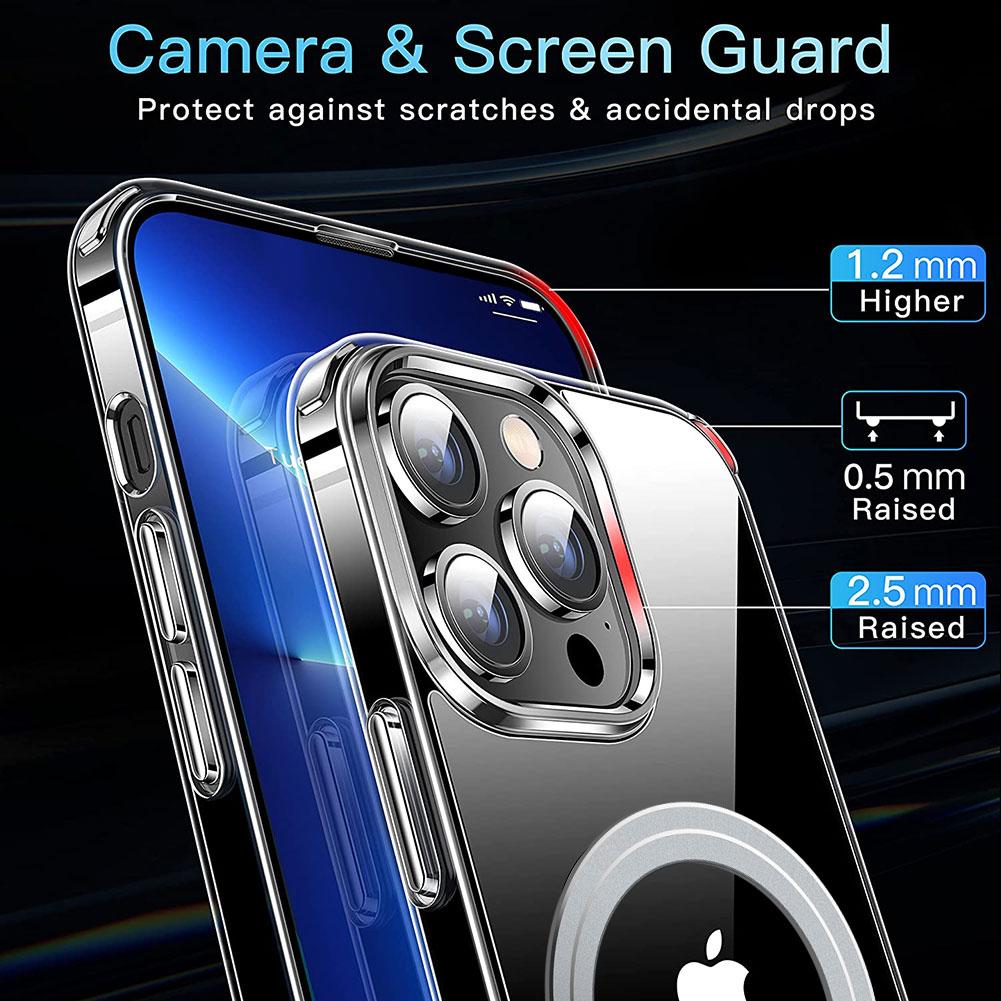 For iPhone 14 Pro Clear Phone Case TPU+PC Magnetic Cover Compatible with MagSafe