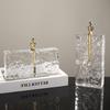 Light Luxury Ice Pattern Glass Base Golden Figure Sculpture Ornament Model Room Living Room Home Decoration Board Room Decoration