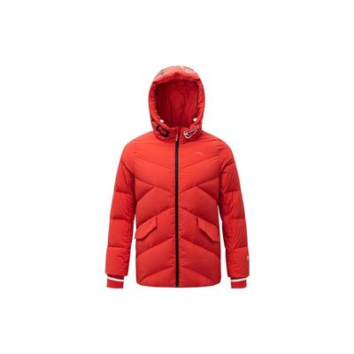 Узор с буквенным принтом, пуховик с капюшоном на молнии, женская верхняя одежда, красный 162247910-2