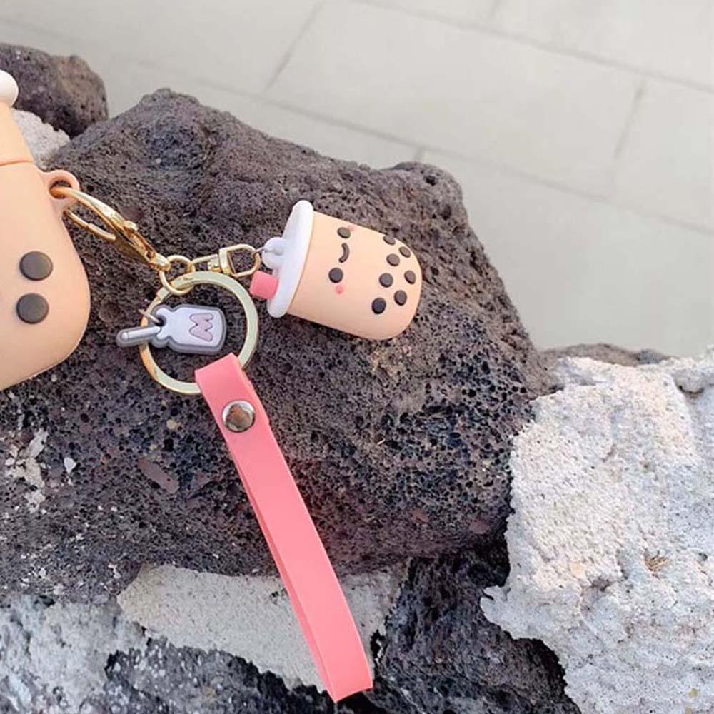 Милый подарочный брелок-симулятор из силикона в виде жемчужного молочного чая для женщин, кольцо для ключей, подвеска для сумки, автомобильный аксессуар