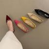 Fashion French Pointed Toe Rivet Flat Shoes for Women Spring/summer 2025 New Red Wedding Ladies Shoes Zapatillas Mujer