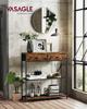 VASAGLE Narrow Console Table with 2 Fabric Drawers, 3-Tier Entryway Sofa Table, 24 x 76 x 80 cm, for Hallway, Living Room, Rustic Brown and Ink Black
