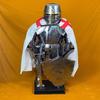 Full-Size 6-Foot Templar Knight Armor Suit Polished Medieval Roman Steel Armor with Display Stand  Ideal for Home Décor