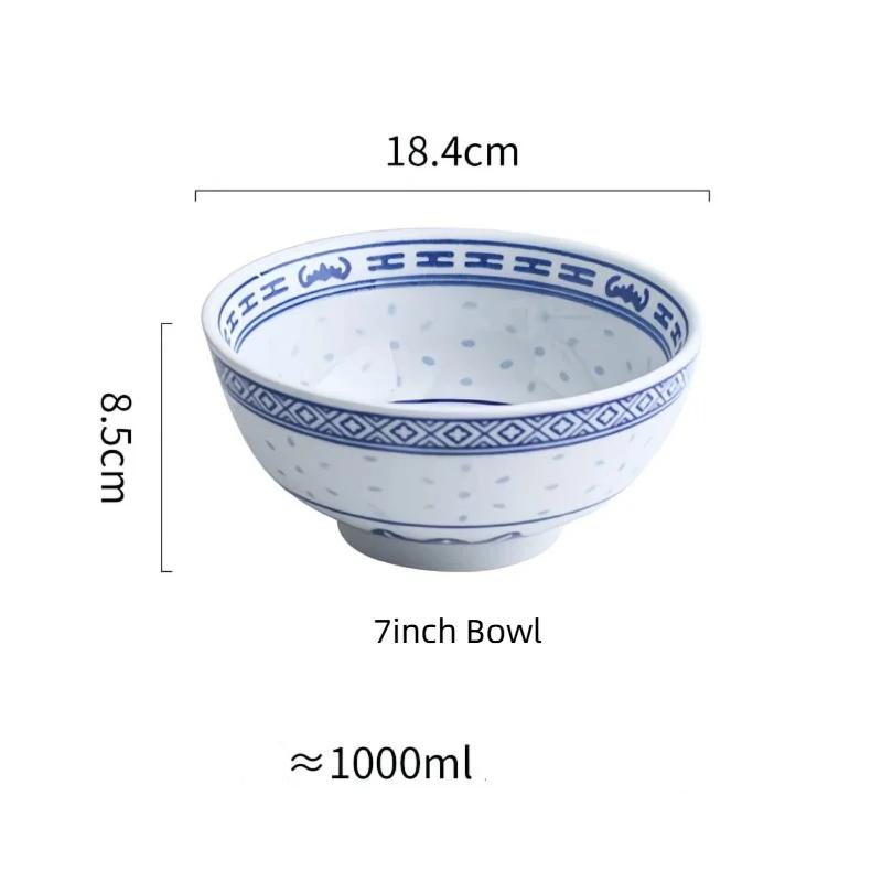 Набор пиал с драконами из сине-белого фарфора – Керамические тарелки для риса и супа с лапшой, подглазурная роспись