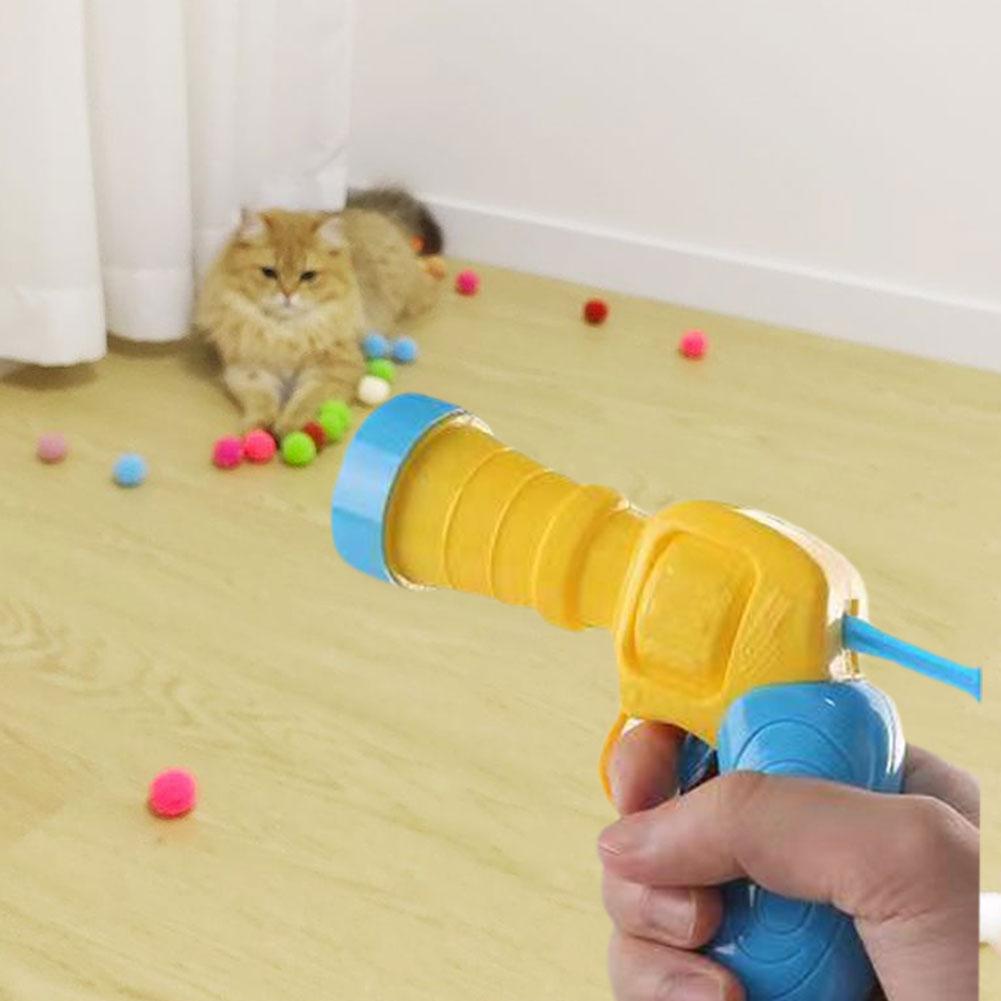 Игрушки для кошек, интерактивная обучающая игрушка для питомца, котенок, креативные мини-стрелялки, игры с оружием, эластичные плюшевые игрушки-мячи, товары для животных