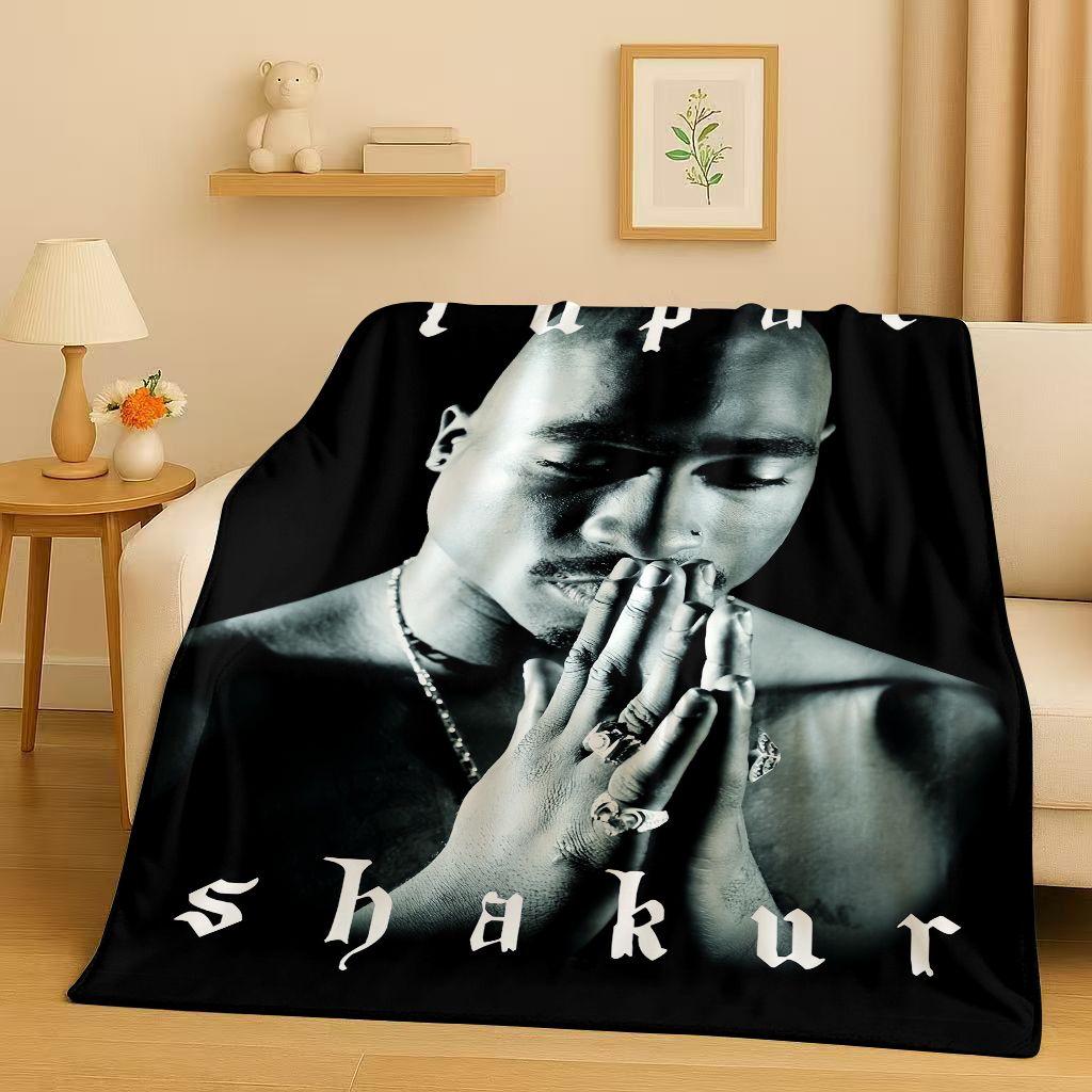 3D Rap Tupac 2pac Hip-Hop Music Rapper Catnap Flannel Blanket,Soft Plush Throw for Home Bedroom Bed Sofa Cover Kid Gift Picnic