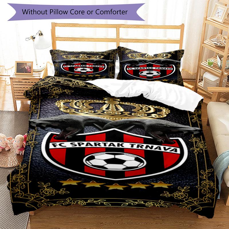 Star Soccer Emblem Printed Pattern Duvet Cover Set – includes 1 duvet cover and 2 matching pillowcases Bedroom decor Christmas gifts
