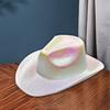 Women Party  Hat Bright Color Concave Top Wide Brim Glossy Surface Cosplay Dress-up Costume Dance Show Props Western Cowboy Hat Headwear