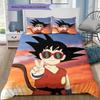 Cute Cartoon Son Goku Pattern Bedding Quilt Set Quilt Cover Pillowcase Home Birthday Gift(1 * duvet cover + 2 * pillowcase, without core)