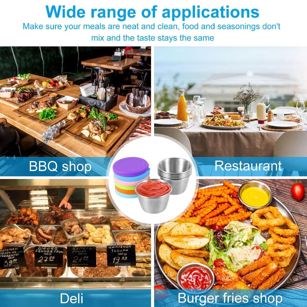 Банки из нержавеющей стали для специй, приправы, контейнеры для соуса с крышками, контейнер для заправки салата на обед, маленькая миска для приправ