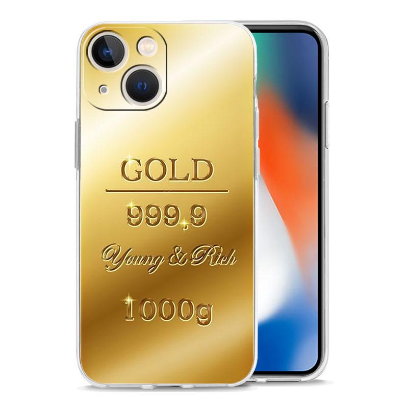Чехол для телефона iPhone 17 Air Cases iPhone 16 15 12 13 14 Pro Max SE 7 8 Plus iPhone11 Прозрачный Мягкий Чехол Золотой Узор с Деньгами
