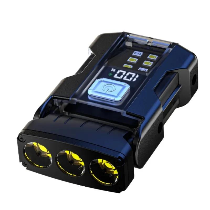 Портативные мини-светодиодные фонарики USB перезаряжаемый EDC фонарик с индикатором заряда батареи магнитный рабочий свет 7 режимов рыболовный фонарь