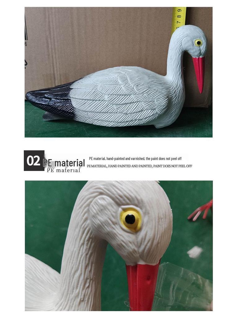 Съемная модель маленького белого журавля с ножками из железной проволоки для украшения двора