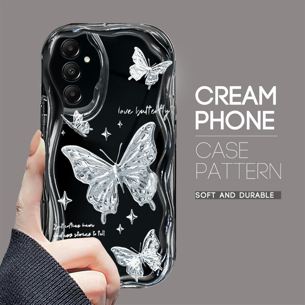 Cute Cartoon Pattern Cream Texture Casing Wavy Edge Soft Silicone Cover Phone Case for Samsung