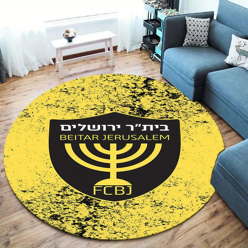 Beitar Jerusalem Round Area Rug,Carpet Rug for Living Room Bedroom Sofa Playroom Decor,Non-slip Floor Mat