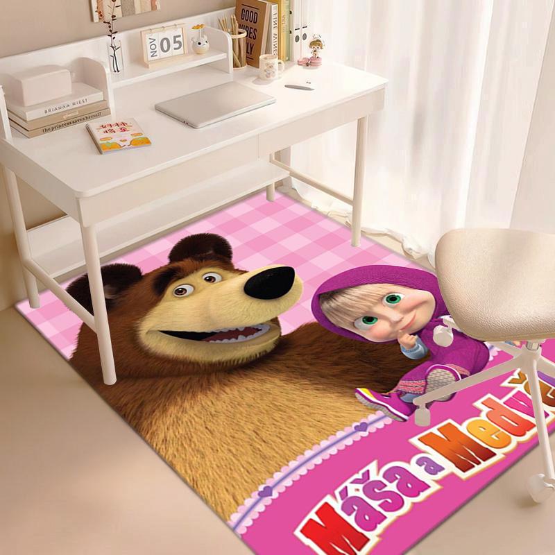 Russian animation Masha and the Bear Fairy Tale Cartoon Carpet Soft Home Living Room Bedroom Door Mat Outdoor Picnic Ground Mat rug T4