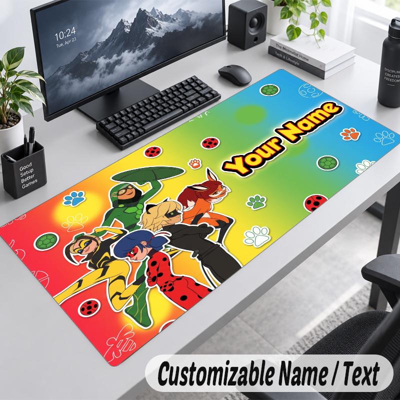 Miraculous Ladybug Personalized Large Mouse Pad Custom Name Text Extended Desk Mat Gaming Mousepad