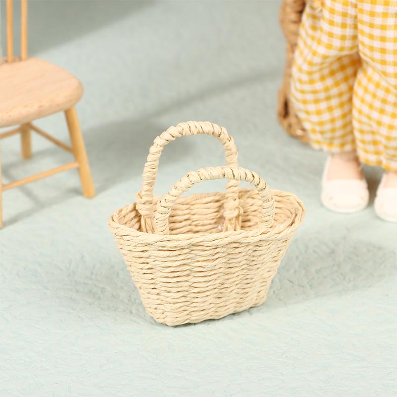 Мини милый кукольный домик из ротанга, плетеная вручную корзина, милые игрушки, куклы, миниатюрное украшение