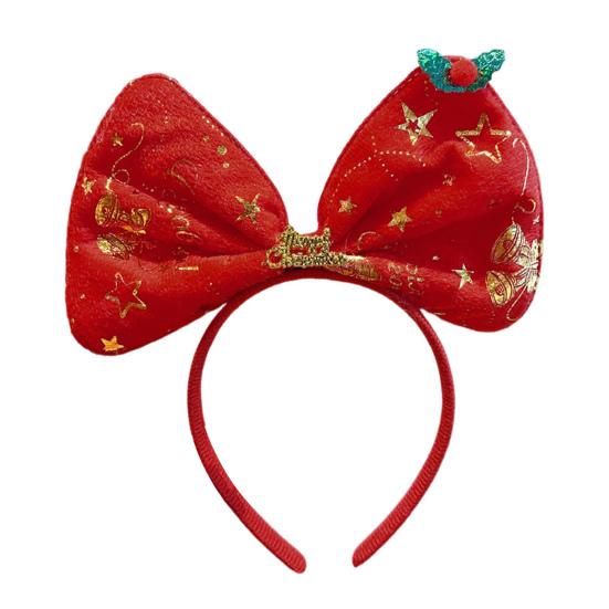 Рождественская повязка на голову с бантом для детей и взрослых, карнавальный костюм, украшение для вечеринки, красный, зеленый, с блестками, рождественский головной убор, реквизит для фотосъемки