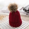 WTEMPO Windproof Detachable Faux Fur Ball Caps Poms Winter Solid Color Warm Woolen Hats Women Knitted Beanies Hats