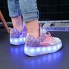 Четырехколесные новые сетчатые светодиодные прогулочные туфли с вращающейся кнопкой детские роликовые коньки обувь для девочек прогулочные туфли для мальчиков