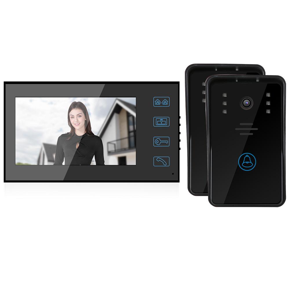7in Waterproof Video Intercom Doorbell 2 Camera 1 LCD Monitor Security Door Phone