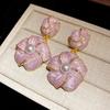 Purple Floral Dangle Earrings Pearl Ear Jewelry Elegant Camellia Flower Earrings  Female