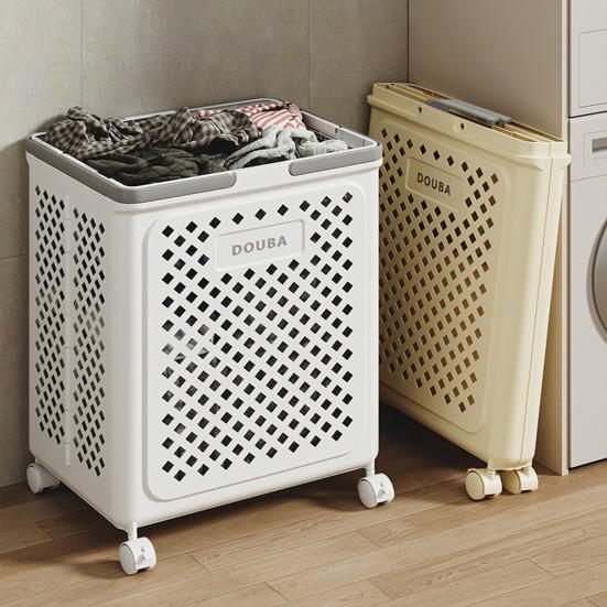 Foldable Laundry Basket with Wheels Large Capacity Hollow Breathable Rolling Laundry Basket Dirty