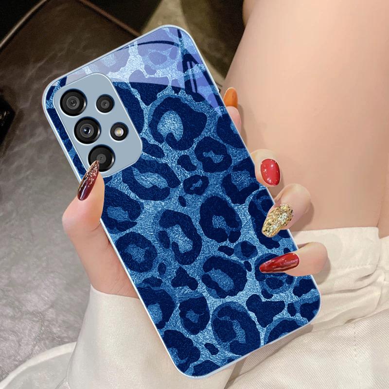 Серый Леопардовый Твил Для Samsung Galaxy S10 4G S20 11E 30 S21 22 S24 Fe Pro S23 S25 Ultra 5G S9 Закаленное Стекло Чехол для Телефона