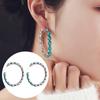 Vintage Turquoise Hoop Earrings Boho Style Circle Statement Earrings Elegant Plated Jewelry for Women