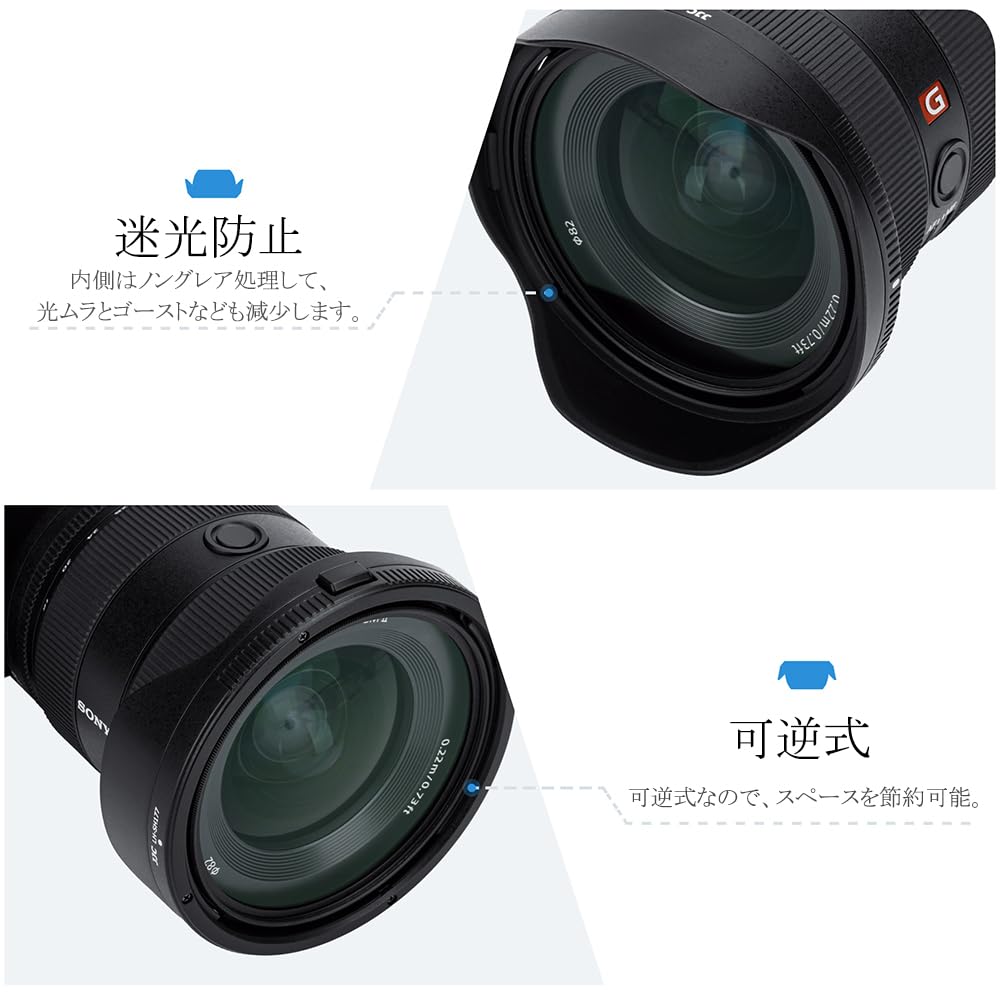 Совместимый объектив JJC Sony Совместимая бленда объектива Совместимая с объективом Sony FE GM II Бленда объектива SEL1635GM2 Двусторонняя бленда объектива Защита объектива Предотвращает