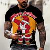 Christmas 3D Santa Claus Print T Shirt for Men Casual Short Sleeve Tee Shirts Fashion O-Neck Top New Year Gift Oversized T-Shirt