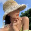 Женская летняя соломенная шляпа с кружевом и бантом в корейском стиле, дышащая, с широкими полями, для защиты от солнца, для прогулок по побережью и пляжных мероприятий