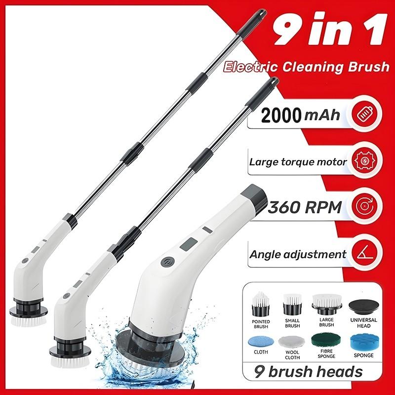 9 В 1 Беспроводная Портативная Электрическая Вращающаяся Щетка Ручная для Ванны Кухни Многофункциональная Электрическая Чистящая Щетка