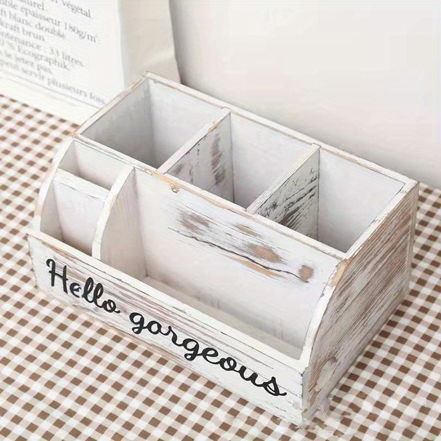 Потертый Деревенский Деревянный Настольный Органайзер для Офиса Полка Настольный Домашний Органайзер Ящики для Хранения Идеально Подходит для Хранения Ювелирных Изделий Витрина для Стола Туалетного столика